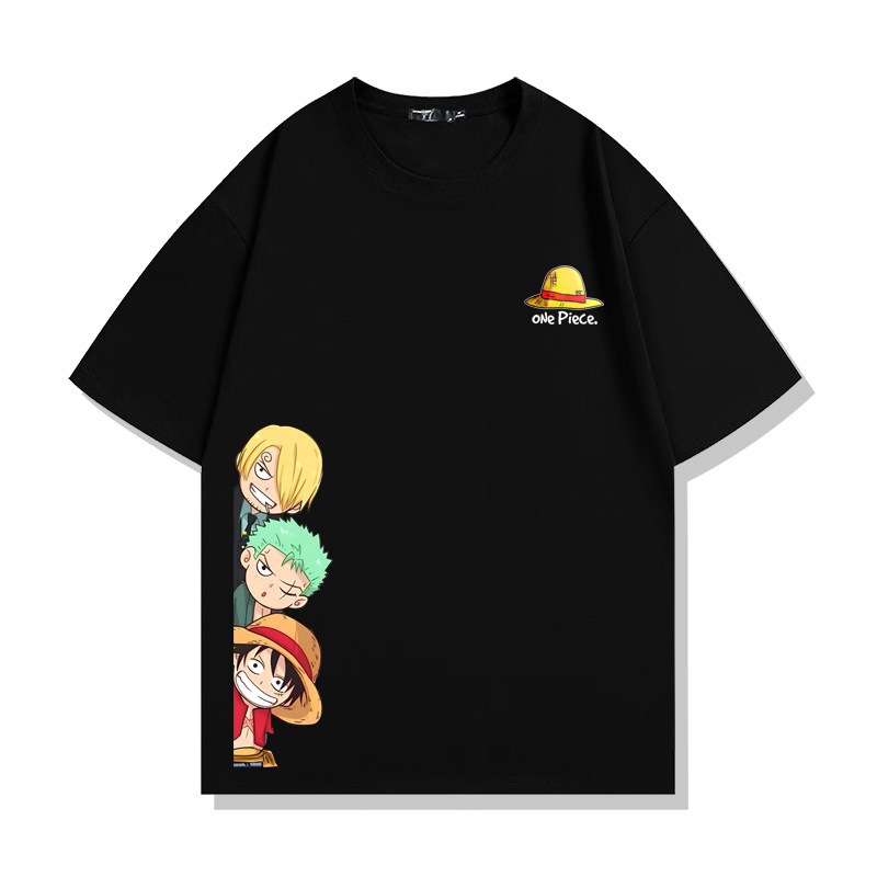 Popular Anime Merchandise - ワンピース麦わら帽子海賊団ユニセックス Tシャツ 2026 夏新作人気アニメプリントアメリカンカジュアルファミリー半袖トップ